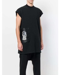 schwarzes bedrucktes T-Shirt mit einem Rundhalsausschnitt von Rick Owens DRKSHDW