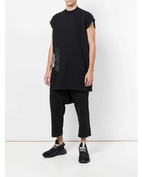 schwarzes bedrucktes T-Shirt mit einem Rundhalsausschnitt von Rick Owens DRKSHDW