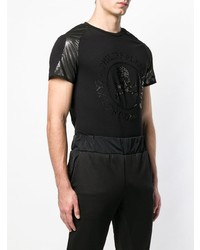 schwarzes bedrucktes T-Shirt mit einem Rundhalsausschnitt von Philipp Plein