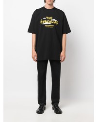 schwarzes bedrucktes T-Shirt mit einem Rundhalsausschnitt von Vetements