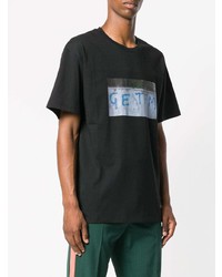 schwarzes bedrucktes T-Shirt mit einem Rundhalsausschnitt von MSGM