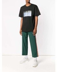 schwarzes bedrucktes T-Shirt mit einem Rundhalsausschnitt von MSGM