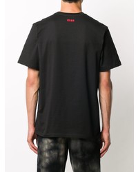 schwarzes bedrucktes T-Shirt mit einem Rundhalsausschnitt von MSGM