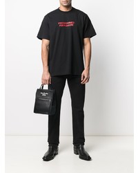 schwarzes bedrucktes T-Shirt mit einem Rundhalsausschnitt von Vetements