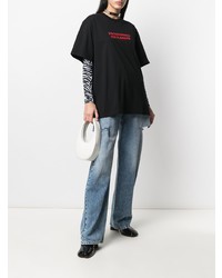 schwarzes bedrucktes T-Shirt mit einem Rundhalsausschnitt von Vetements