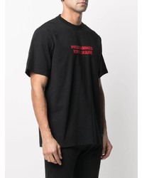 schwarzes bedrucktes T-Shirt mit einem Rundhalsausschnitt von Vetements