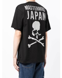 schwarzes bedrucktes T-Shirt mit einem Rundhalsausschnitt von Mastermind Japan