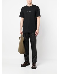 schwarzes bedrucktes T-Shirt mit einem Rundhalsausschnitt von MSGM