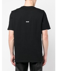 schwarzes bedrucktes T-Shirt mit einem Rundhalsausschnitt von MSGM