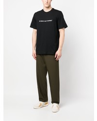 schwarzes bedrucktes T-Shirt mit einem Rundhalsausschnitt von MSGM