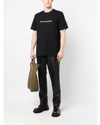 schwarzes bedrucktes T-Shirt mit einem Rundhalsausschnitt von MSGM