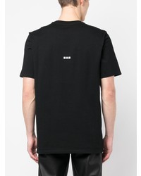 schwarzes bedrucktes T-Shirt mit einem Rundhalsausschnitt von MSGM