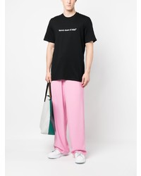 schwarzes bedrucktes T-Shirt mit einem Rundhalsausschnitt von MSGM