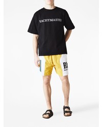 schwarzes bedrucktes T-Shirt mit einem Rundhalsausschnitt von Rhude