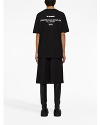 schwarzes bedrucktes T-Shirt mit einem Rundhalsausschnitt von Jil Sander