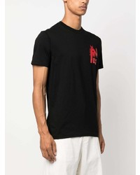 schwarzes bedrucktes T-Shirt mit einem Rundhalsausschnitt von DSQUARED2