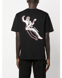 schwarzes bedrucktes T-Shirt mit einem Rundhalsausschnitt von Karl Lagerfeld