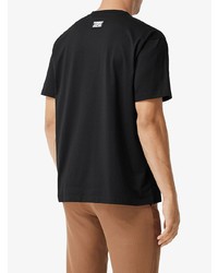 schwarzes bedrucktes T-Shirt mit einem Rundhalsausschnitt von Burberry