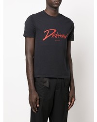 schwarzes bedrucktes T-Shirt mit einem Rundhalsausschnitt von Maximilian Davis