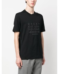 schwarzes bedrucktes T-Shirt mit einem Rundhalsausschnitt von Brunello Cucinelli