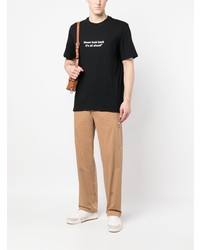 schwarzes bedrucktes T-Shirt mit einem Rundhalsausschnitt von MSGM