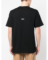 schwarzes bedrucktes T-Shirt mit einem Rundhalsausschnitt von MSGM