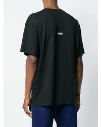 schwarzes bedrucktes T-Shirt mit einem Rundhalsausschnitt von MSGM