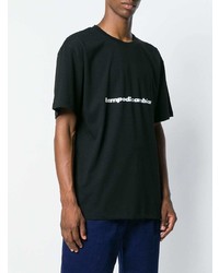 schwarzes bedrucktes T-Shirt mit einem Rundhalsausschnitt von MSGM