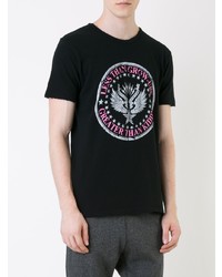 schwarzes bedrucktes T-Shirt mit einem Rundhalsausschnitt von Hl Heddie Lovu