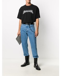 schwarzes bedrucktes T-Shirt mit einem Rundhalsausschnitt von Vetements