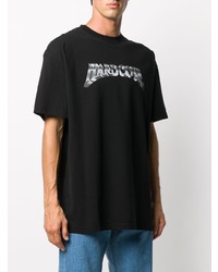 schwarzes bedrucktes T-Shirt mit einem Rundhalsausschnitt von Vetements