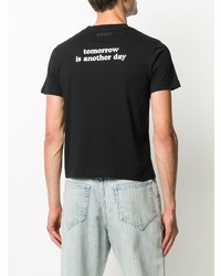 schwarzes bedrucktes T-Shirt mit einem Rundhalsausschnitt von Vetements