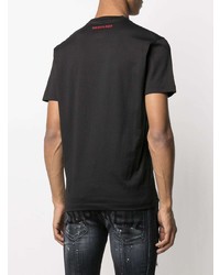 schwarzes bedrucktes T-Shirt mit einem Rundhalsausschnitt von DSQUARED2