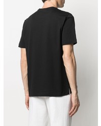 schwarzes bedrucktes T-Shirt mit einem Rundhalsausschnitt von Canali