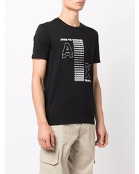 schwarzes bedrucktes T-Shirt mit einem Rundhalsausschnitt von Armani Exchange