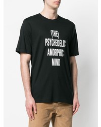 schwarzes bedrucktes T-Shirt mit einem Rundhalsausschnitt von P.A.M.