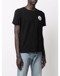 schwarzes bedrucktes T-Shirt mit einem Rundhalsausschnitt von 10 CORSO COMO