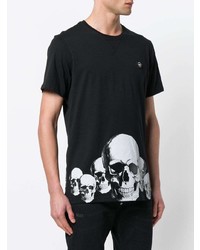 schwarzes bedrucktes T-Shirt mit einem Rundhalsausschnitt von Philipp Plein