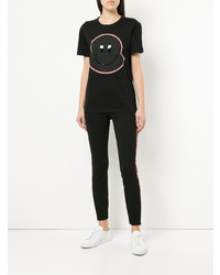 schwarzes bedrucktes T-Shirt mit einem Rundhalsausschnitt von Moncler