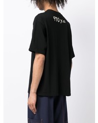 schwarzes bedrucktes T-Shirt mit einem Rundhalsausschnitt von KAPITAL