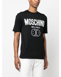 schwarzes bedrucktes T-Shirt mit einem Rundhalsausschnitt von Moschino