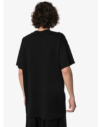 schwarzes bedrucktes T-Shirt mit einem Rundhalsausschnitt von Raf Simons