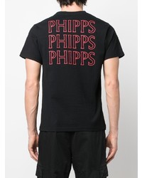 schwarzes bedrucktes T-Shirt mit einem Rundhalsausschnitt von Phipps