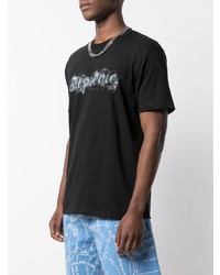 schwarzes bedrucktes T-Shirt mit einem Rundhalsausschnitt von Supreme