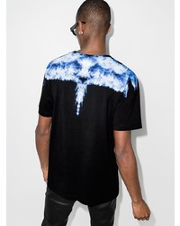 schwarzes bedrucktes T-Shirt mit einem Rundhalsausschnitt von Marcelo Burlon County of Milan