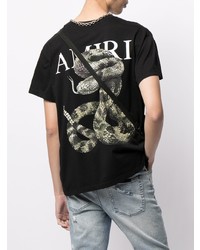 schwarzes bedrucktes T-Shirt mit einem Rundhalsausschnitt von Amiri