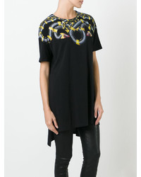 schwarzes bedrucktes T-Shirt mit einem Rundhalsausschnitt von Marcelo Burlon County of Milan