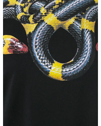 schwarzes bedrucktes T-Shirt mit einem Rundhalsausschnitt von Marcelo Burlon County of Milan