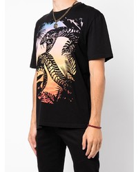 schwarzes bedrucktes T-Shirt mit einem Rundhalsausschnitt von Just Cavalli