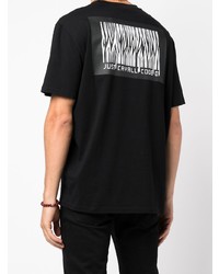 schwarzes bedrucktes T-Shirt mit einem Rundhalsausschnitt von Just Cavalli